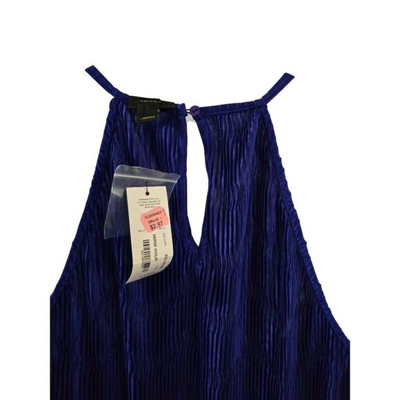 Blue Pleated Halter Top Womens glam layer coquette workwear club wear NWT - Picture 4 of 8